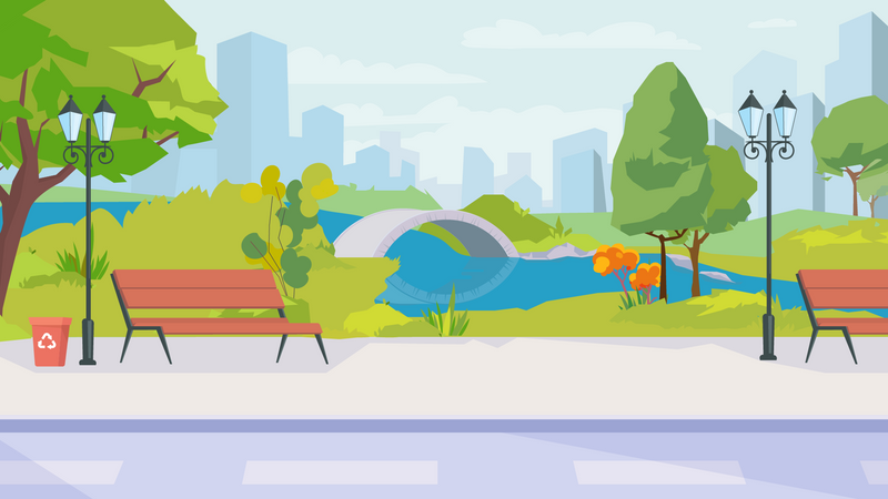 Summer City Park  Illustration