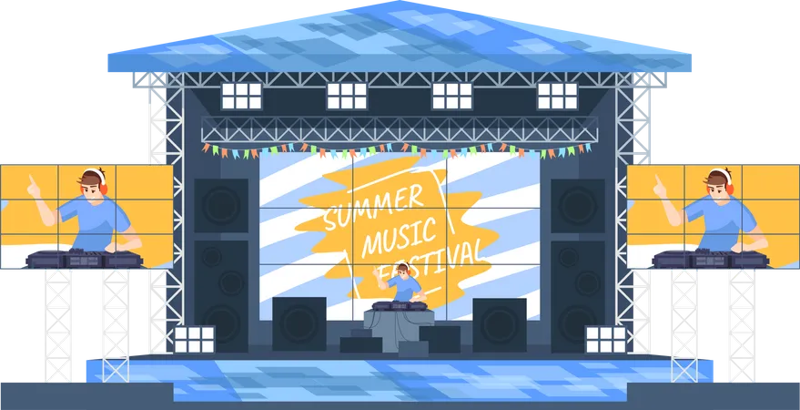 Summer DJ music festival Illustration
