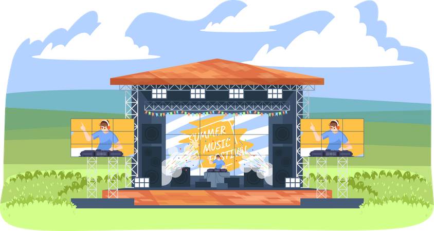 Summer DJ music festival  Illustration