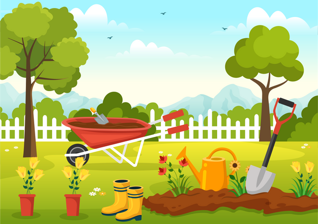 Summer Gardener Vector Illustration  Illustration