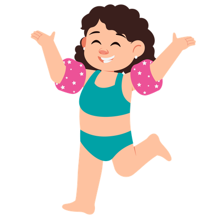 Summer Girl Wear Hand Floats  Illustration