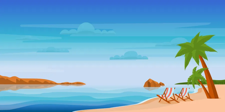 Summer Holiday Background In Editable Flat Vector Illustration
