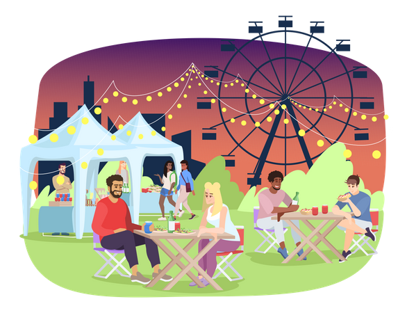 Summer night fair  Illustration