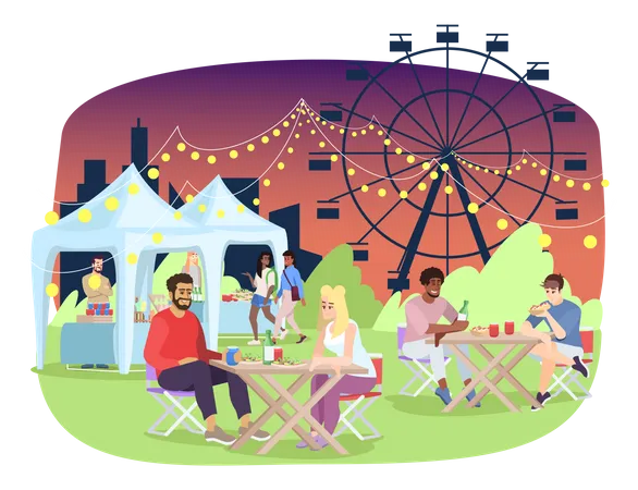 Summer night fair  Illustration