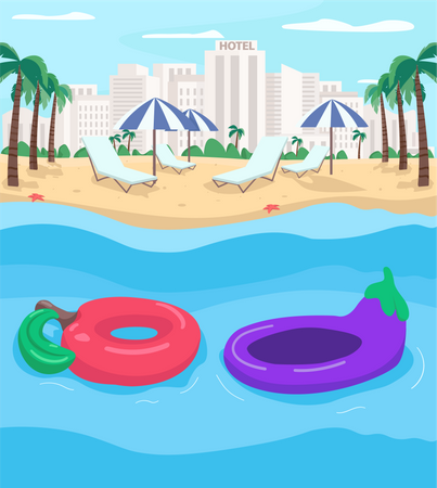 Summer resort and inflatables Illustration