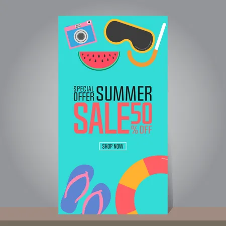 Summer  Sale Banner Illustration