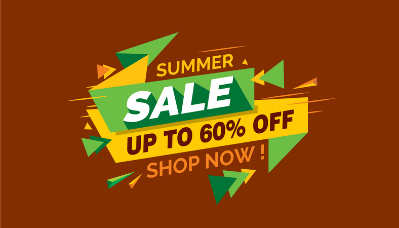 Summer Sale, Colorful Sale Banner Label, Discount Sale, Promo Sale Card  Illustration