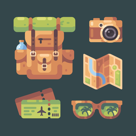 Summer Travel Item Set  Illustration