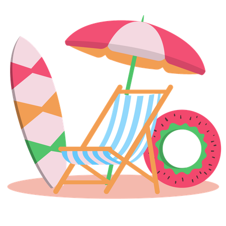 Summer trip at beach  Illustration