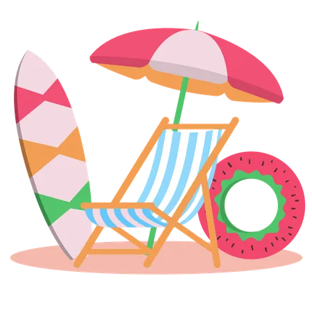 Summer trip at beach  Illustration