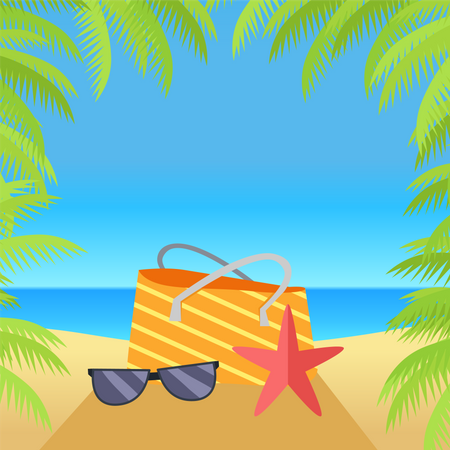 Summer Vacation on Tropical Beach  Illustration
