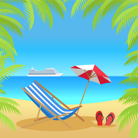 Summer Vacation on Tropical Beach  Illustration