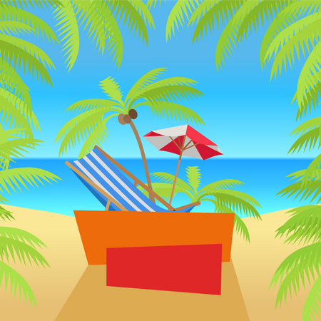 Summer Vacation on Tropical Beach  Illustration