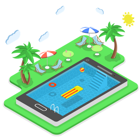 Summer vacation online booking Illustration