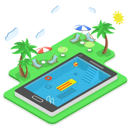 Summer vacation online booking Illustration