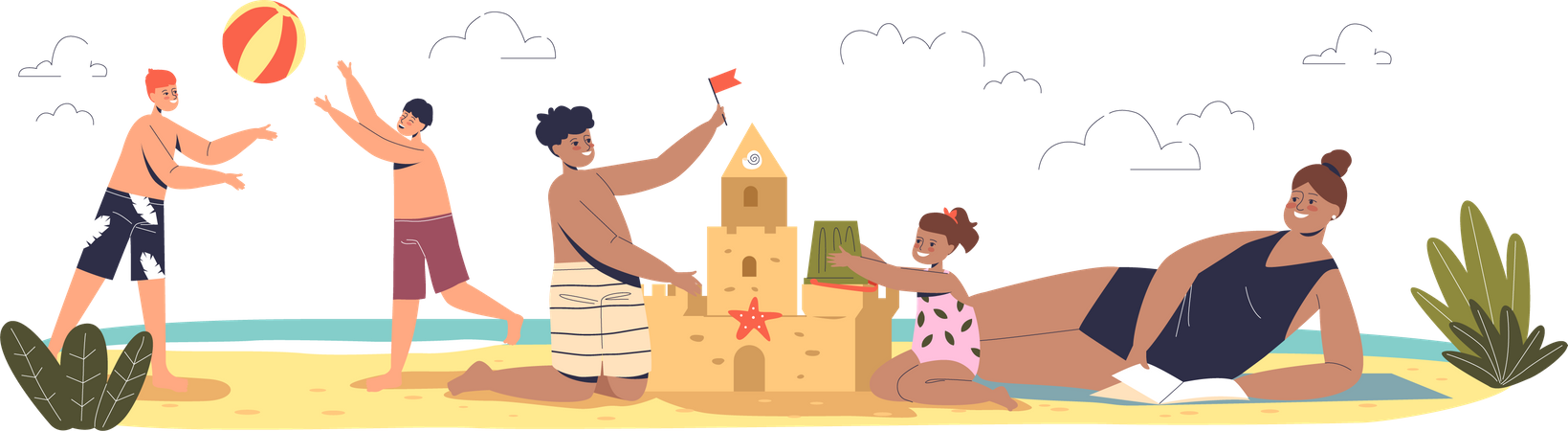 Summer vacation with kids Illustration