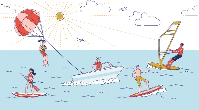 Summer water activities Illustration