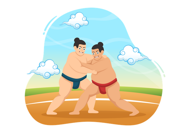 Sumo Fight Illustration