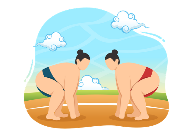 Sumo Fight Illustration