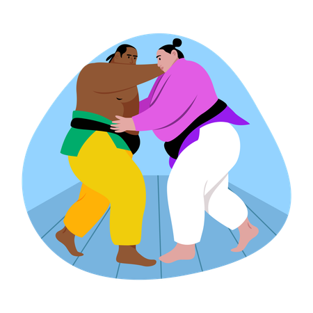 Sumo taking part in Olympic wrestling  Illustration