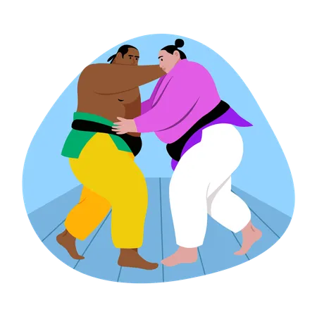Sumo taking part in Olympic wrestling  Illustration