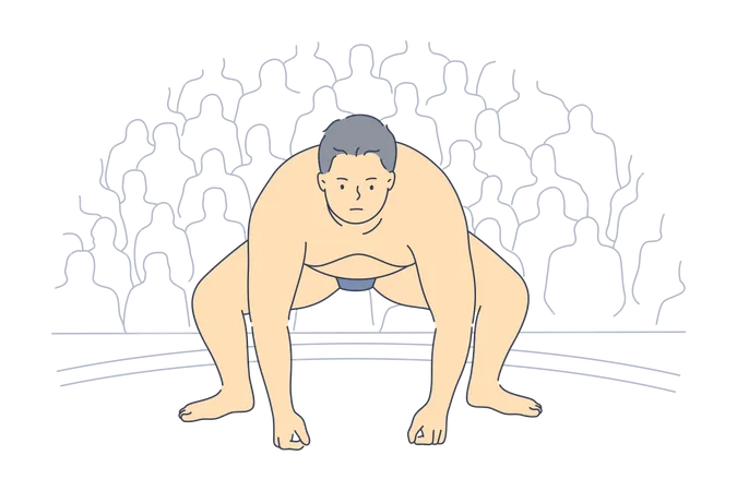 Sumo wrestler in stadium  イラスト