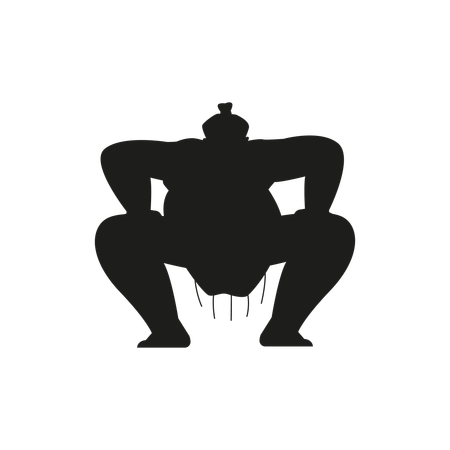 Sumo wrestler standing in crouch stance  Illustration