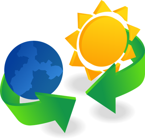 Sun and the earth complement each other Illustration