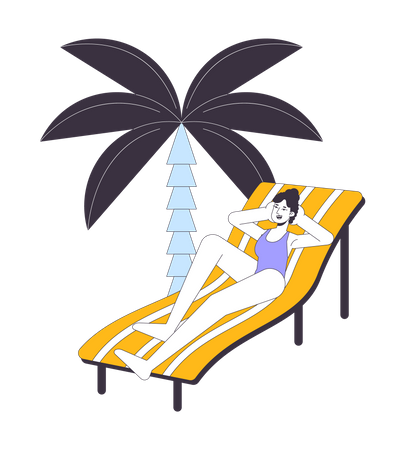 Sunbathing on beach  Illustration