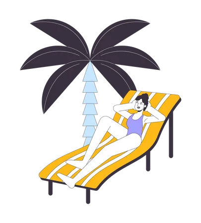 Sunbathing on beach  Illustration