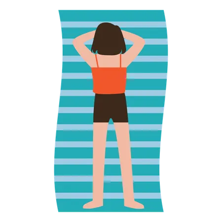 Sunbathing on the beach  Illustration