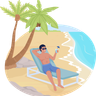 sunbathing with cocktail illustrations free