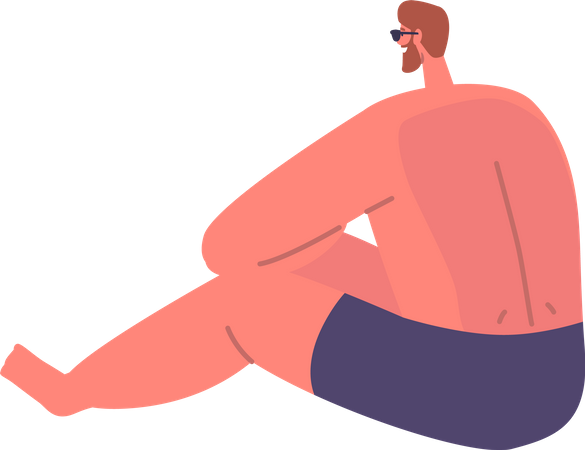 Sunburned Man with burnt back  Illustration