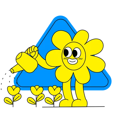 Sunflower watering plant  Illustration