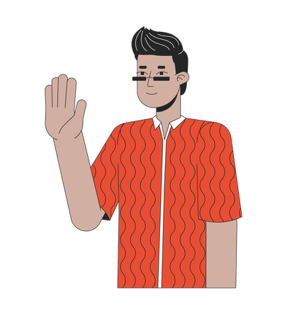 Sunglasses indian man waving hand  Illustration