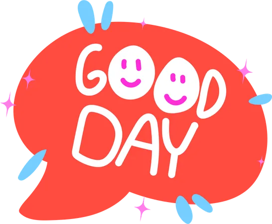 Bright And Optimistic This GOOD DAY Illustration Features Cheerful Faces Making It Perfect For Spreading Positivity And Warmth Illustration
