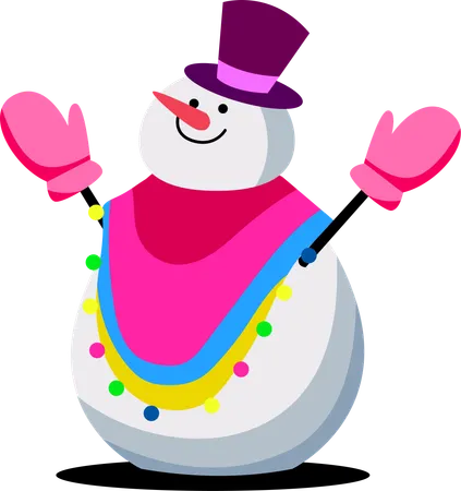 This Bright And Cheerful Snowman Decked In A Turquoise Hat And Matching Mittens Radiates Warmth On A Chilly Winter Day Its Friendly Smile Invites Passersby To Stop And Enjoy The Moment Illustration