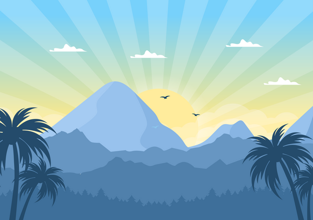 Sunrise at mountains  Illustration