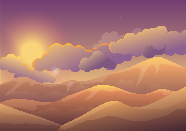 Sunrise in clouds  Illustration