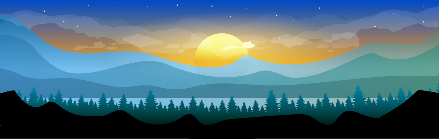 Sunrise in woodland  Illustration