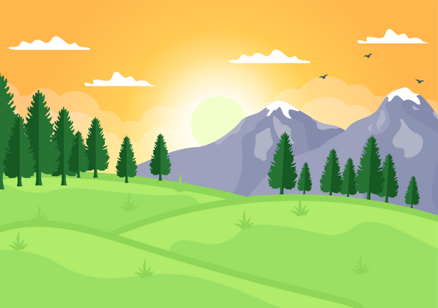 Sunset at the mountain  일러스트레이션