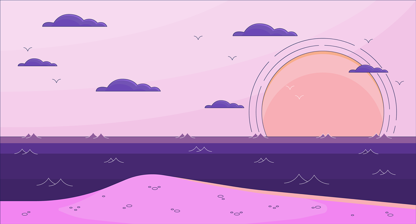 Sunset in sea  일러스트레이션