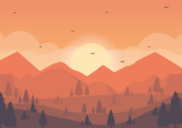 Sunset landscape Illustration