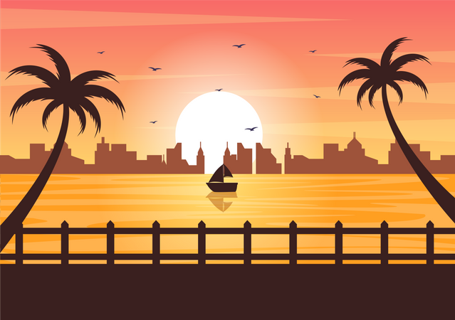 Sunset landscape Illustration