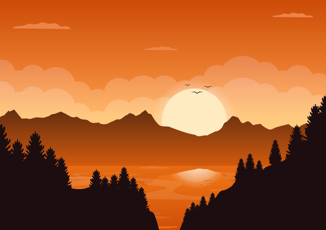 Sunset landscape  일러스트레이션