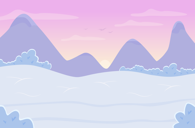 Sunset seen from winter mountains Illustration