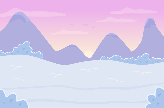 Sunset seen from winter mountains  Illustration