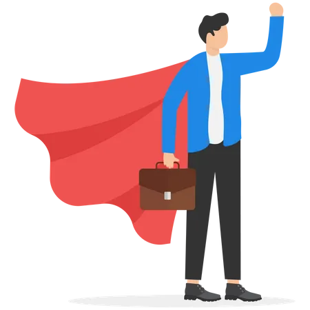 Confidence Businessman Success Or Leadership Concept Superhero Or Strong Strength To Win Or Get A Job Done Outstanding Employee Or Best Worker Courage And Determination Illustration
