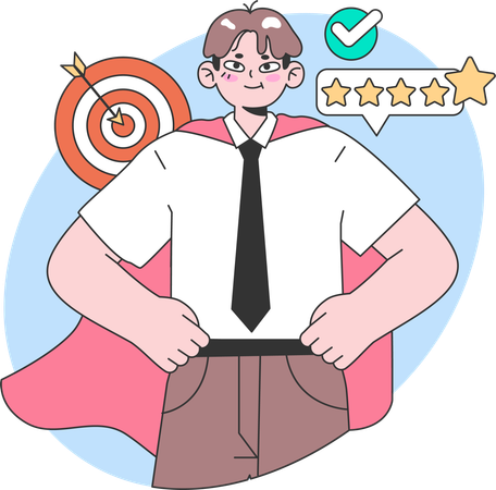 Super businessman achieving goal  Illustration