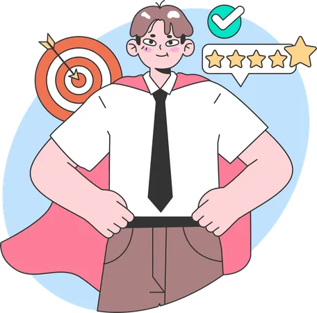 Super businessman achieving goal  Illustration